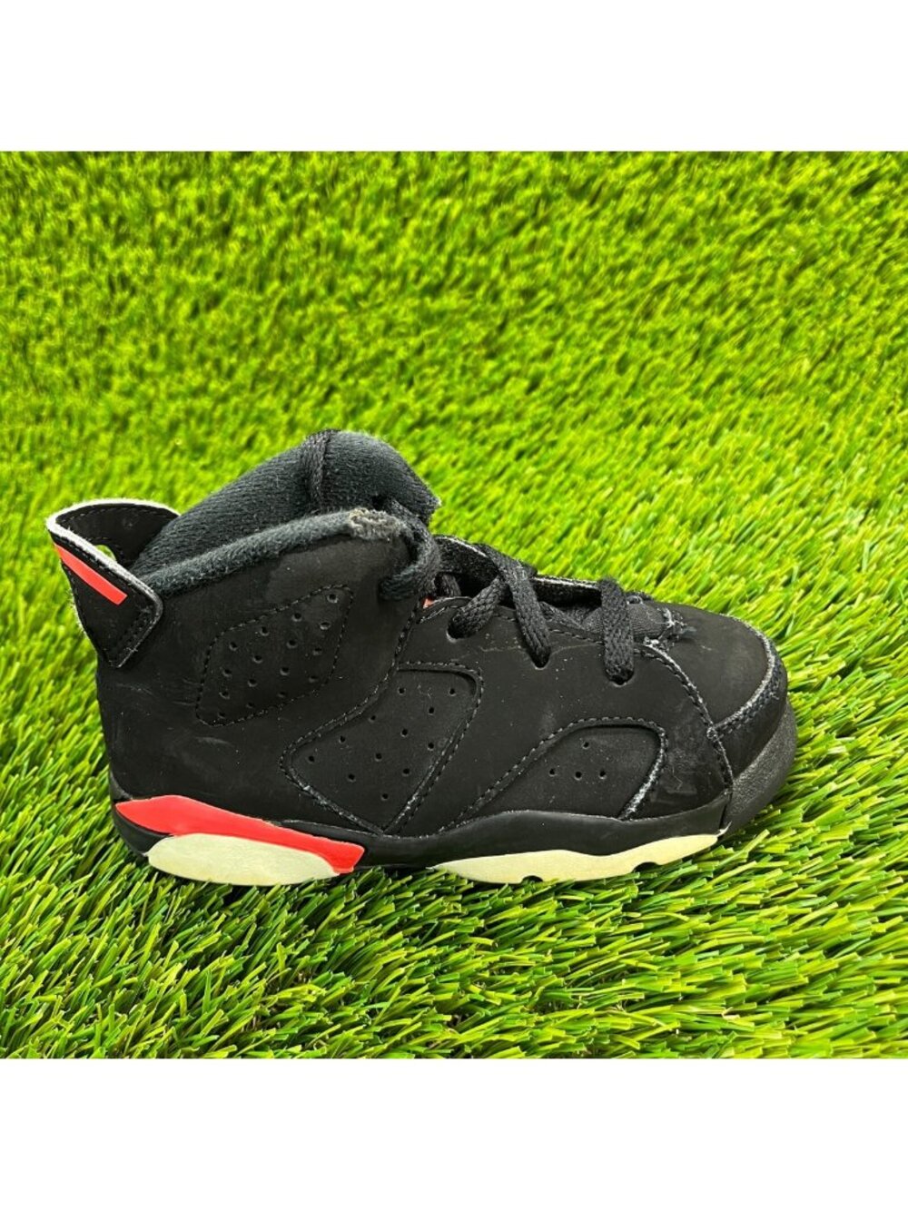 Nike Air Jordan 6 Retro Boys‎ Size 8C Black Athletic Basketball Shoes Sneakers